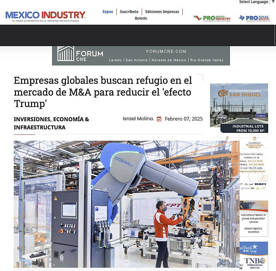 Empresas globales buscan refugio en el mercado de M&A para reducir el 'efecto Trump'